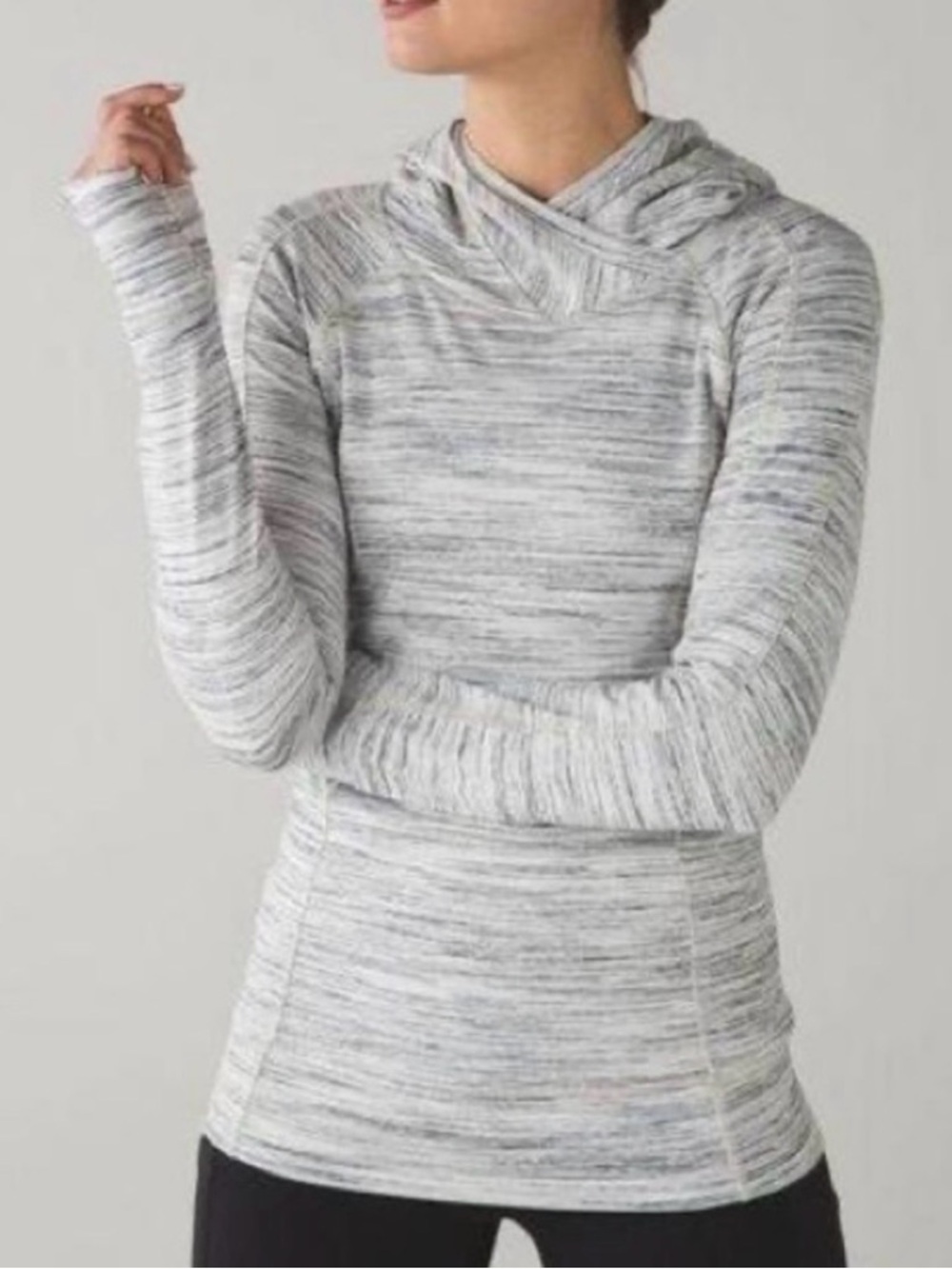 Lululemon Think Fast Hoodie in the Space Dye Camo White Multi / Silver Spoon